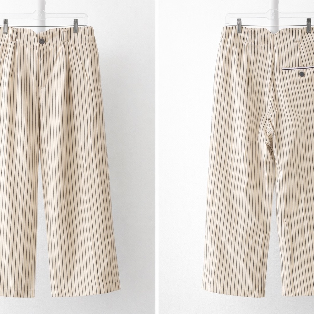 Urban Outfitters Cream Pinstripe Wide-Leg Trousers